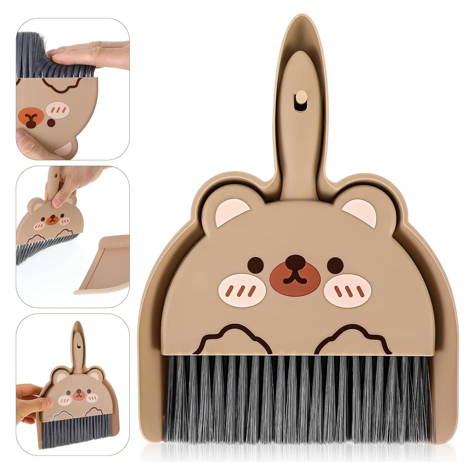 Juego de Escoba y Recogedor Ouligay Mini Oso Marrón