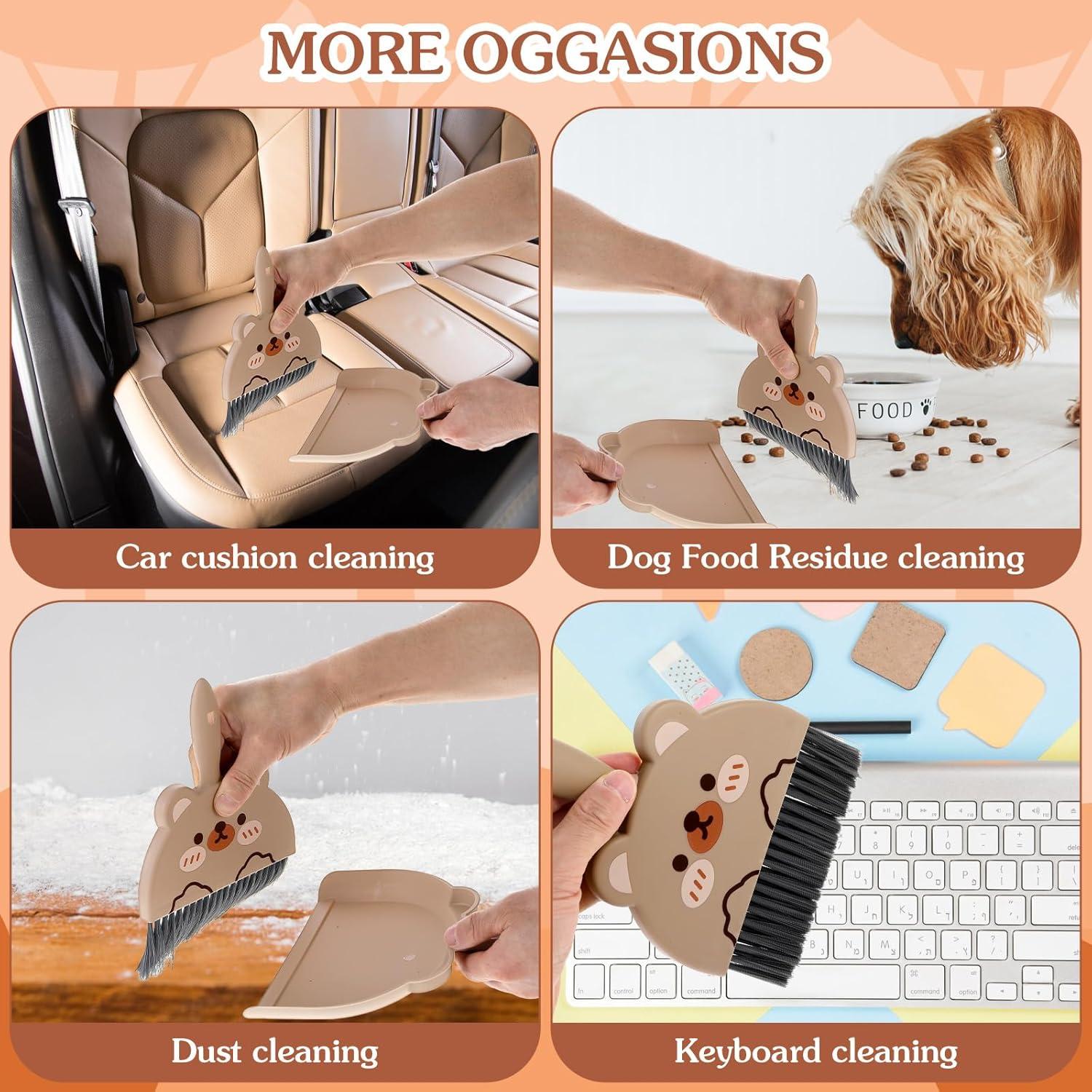 Juego de Escoba y Recogedor Ouligay Mini Oso Marrón