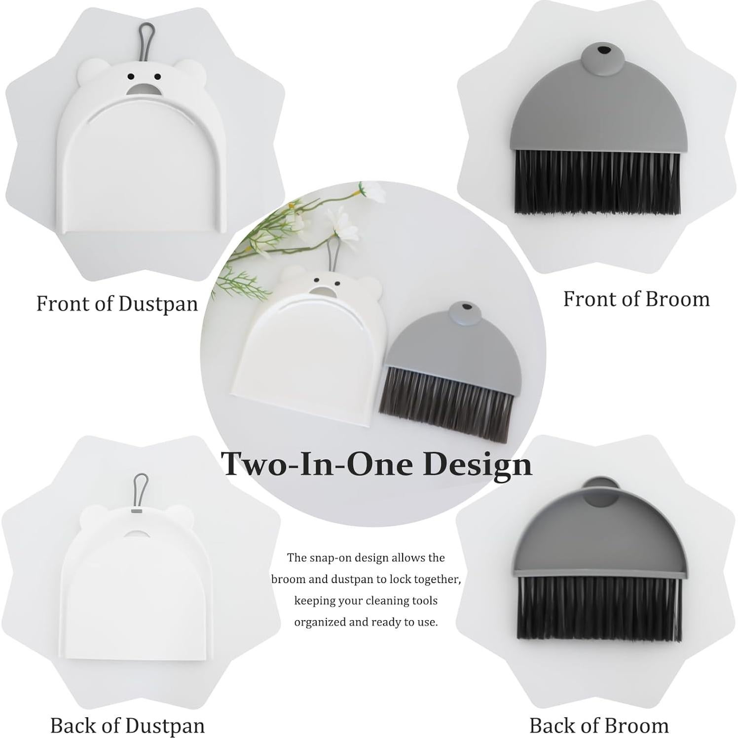 Juego de Escoba y Recogedor Chanseen Mini Compacto 16cm