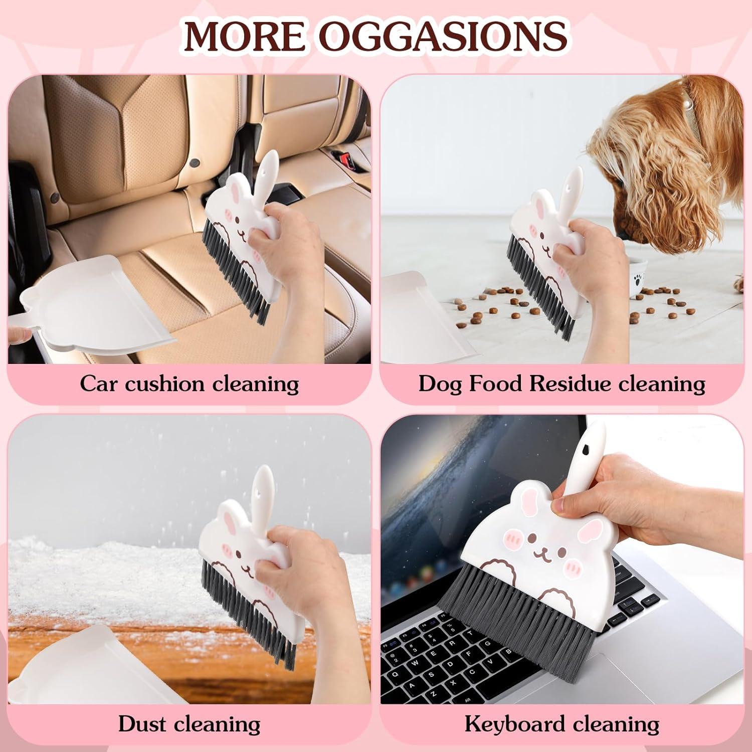 Juego de Escoba y Recogedor Mini Ouligay Conejito Blanco