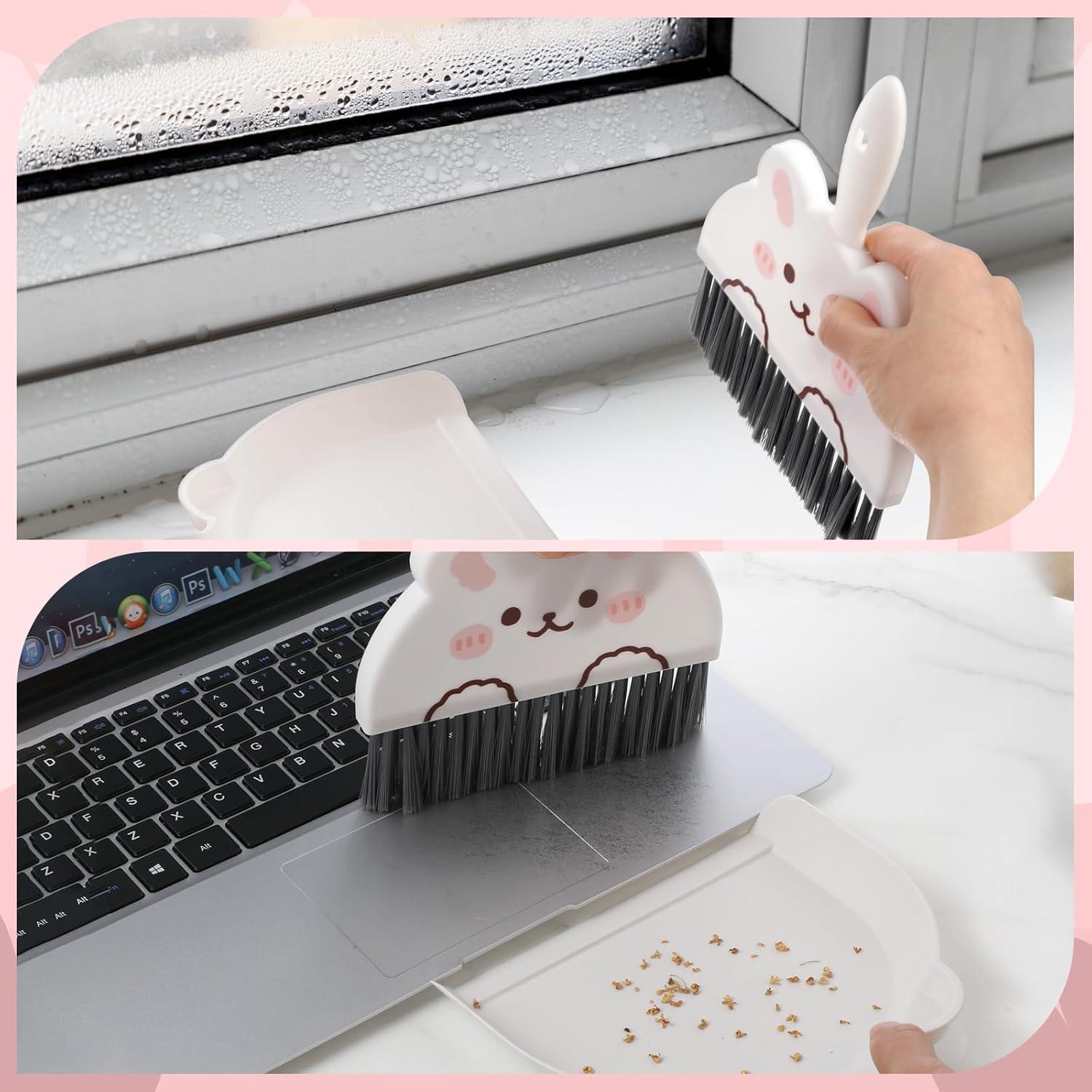 Juego de Escoba y Recogedor Mini Ouligay Conejito Blanco