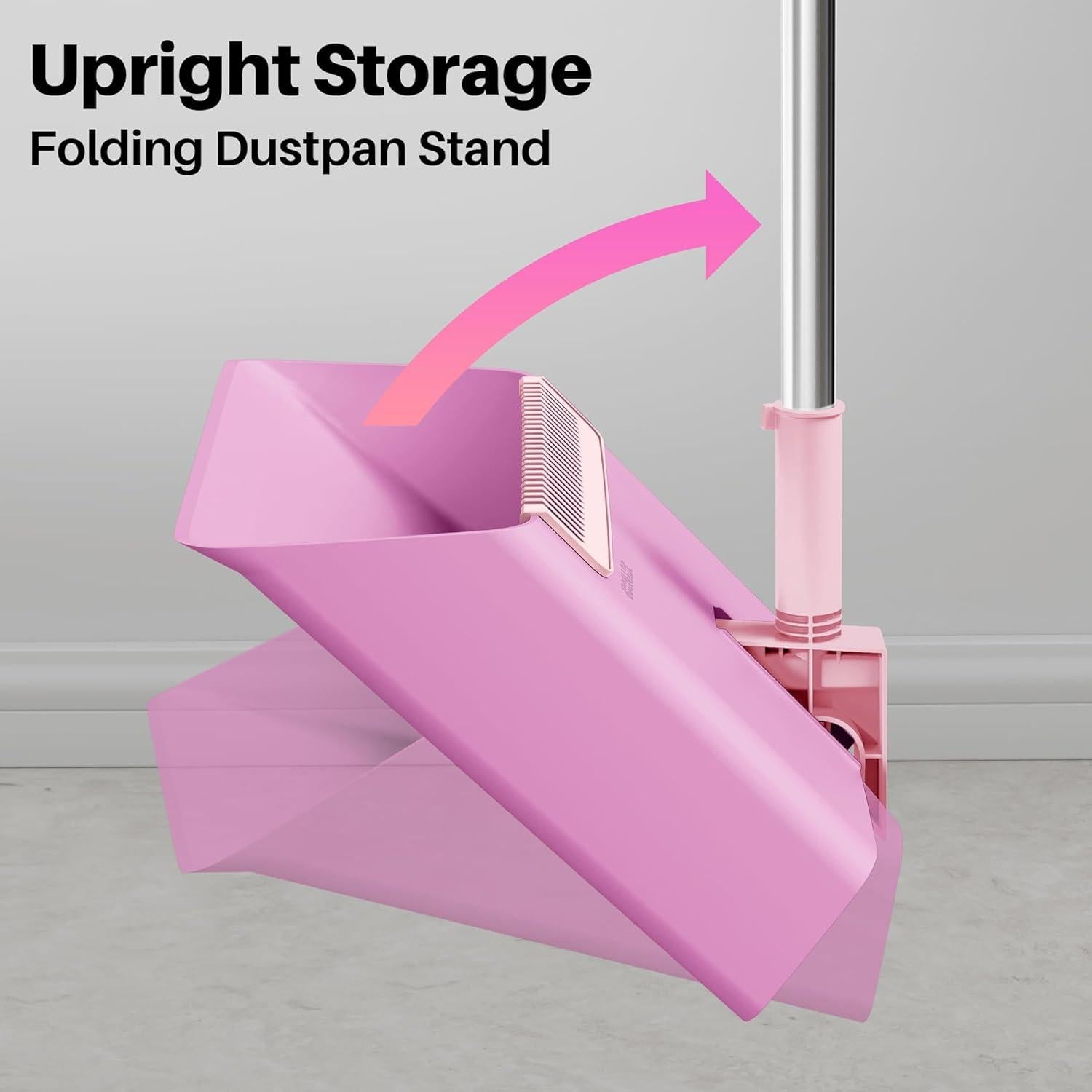 Escoba y Recogedor JOYMOOP Rosa 60 cm, Cerdas Suaves y Ángulo