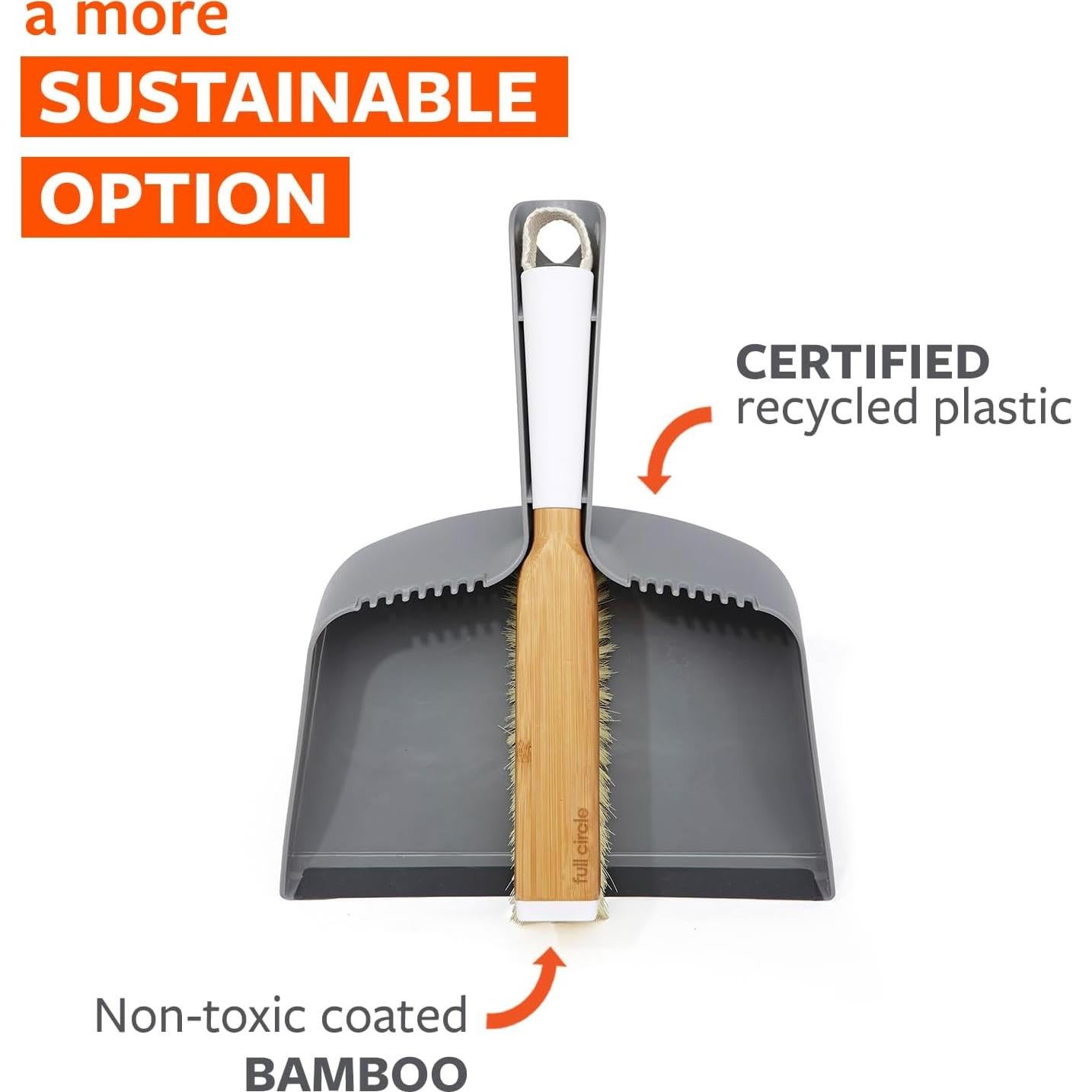 Juego de Cepillo y Recogedor Clean Team Full Circle - Blanco y Gris