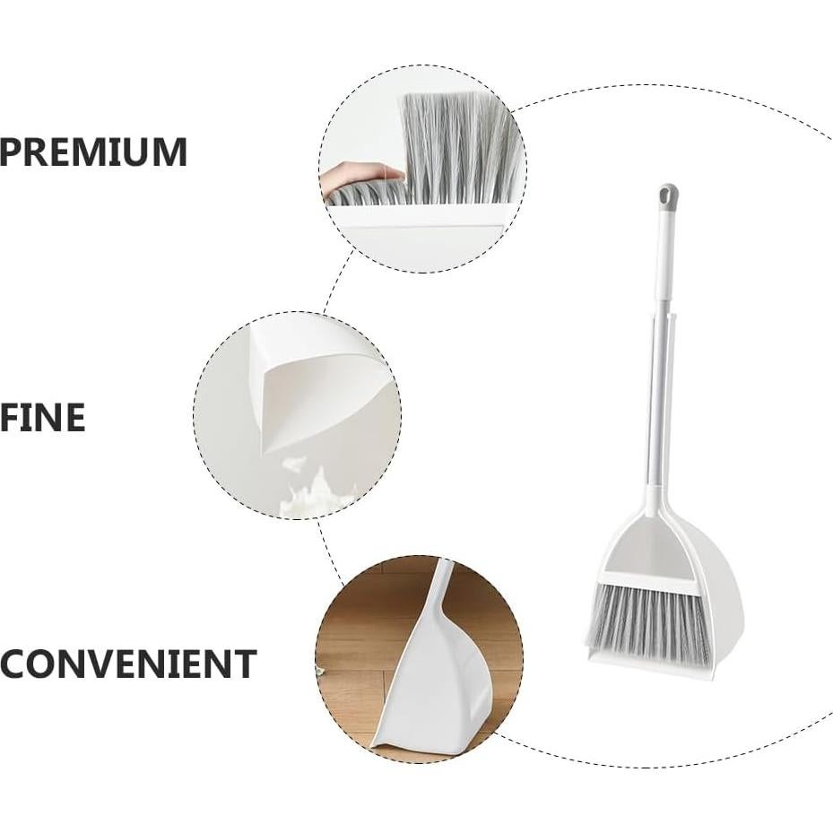 Juego de Escoba y Recogedor Mini Healeved para Niños - Blanco