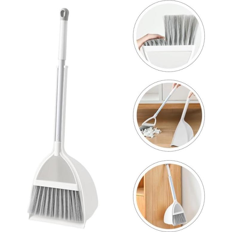 Juego de Escoba y Recogedor Mini Healeved para Niños - Blanco