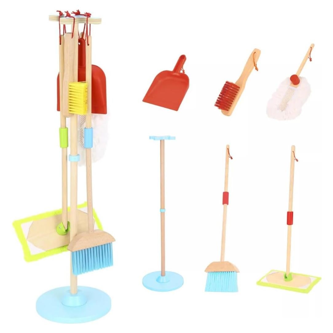 Juego de Limpieza de Madera Toyster's - Escoba, Trapeador y Plumero