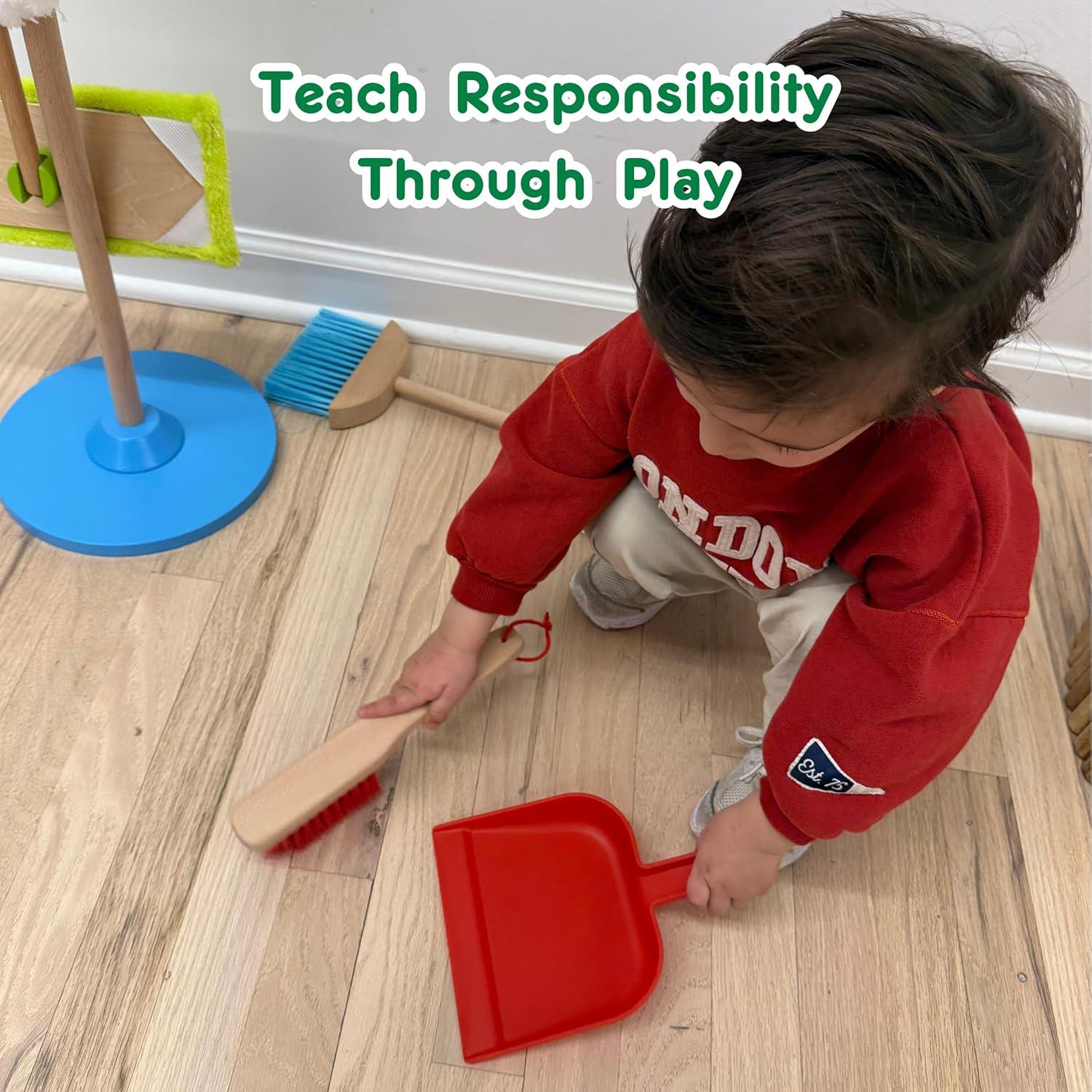 Juego de Limpieza de Madera Toyster's - Escoba, Trapeador y Plumero