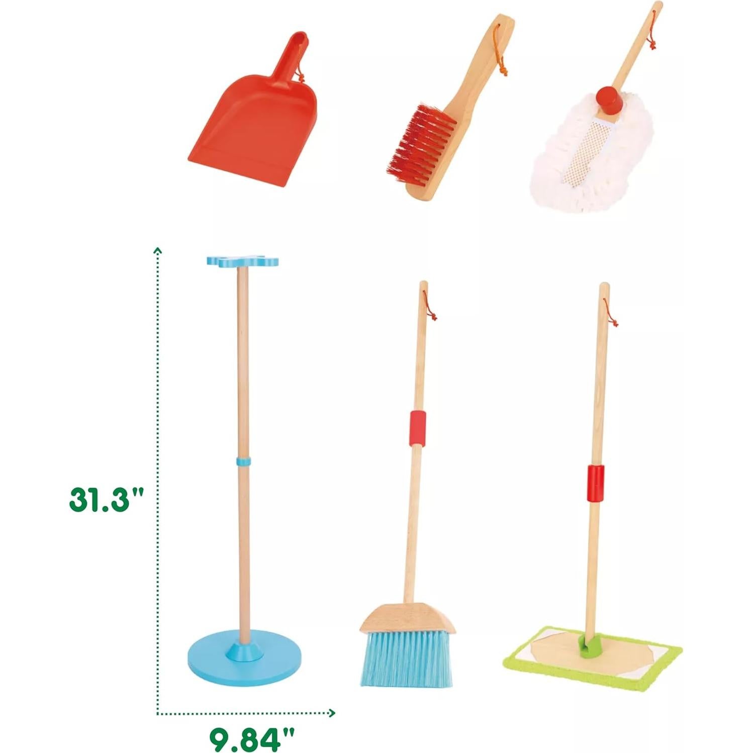 Juego de Limpieza de Madera Toyster's - Escoba, Trapeador y Plumero