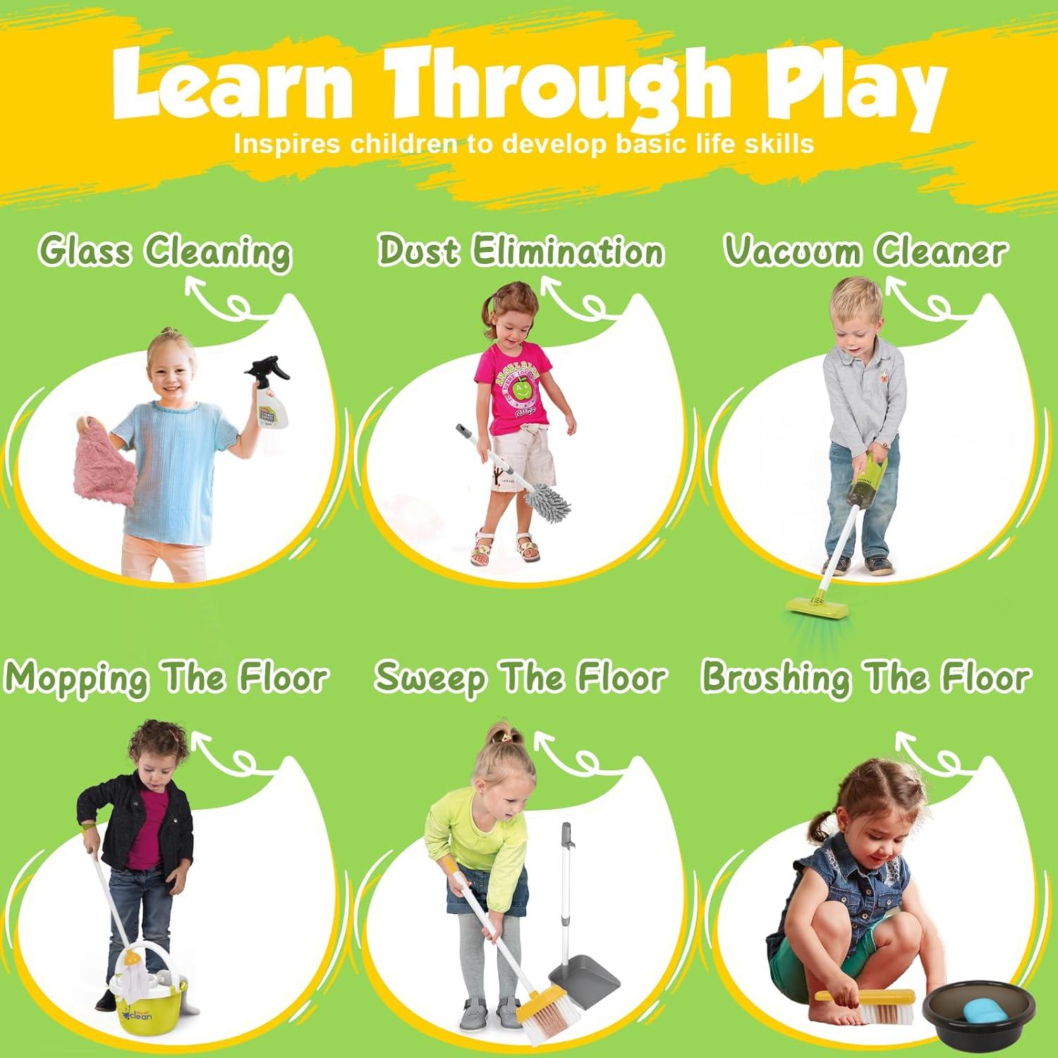Juego de Limpieza Infantil XIAPIA 14 Piezas Aspiradora 2 en 1