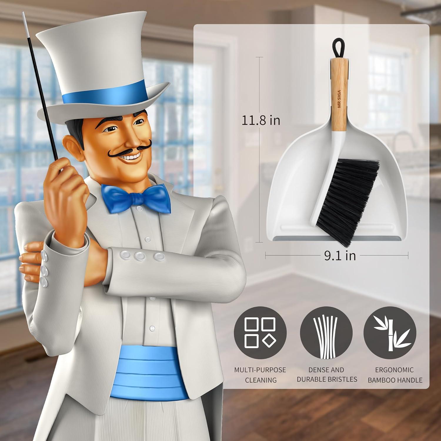 Conjunto de Recogedor y Cepillo MR.SIGA con Mango de Bambú