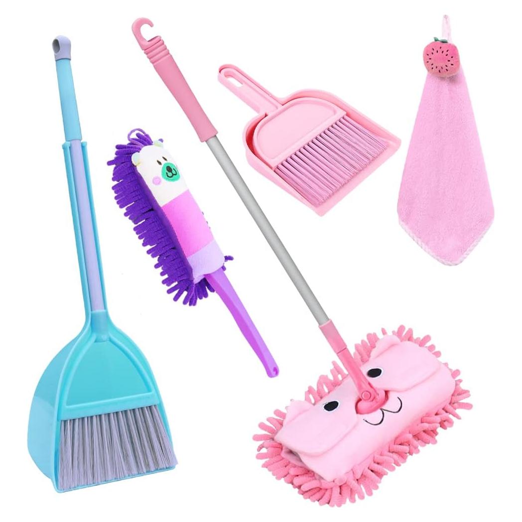 Juego de Limpieza Infantil 7 Piezas CTRLZS - Mopa, Escoba, Cepillo