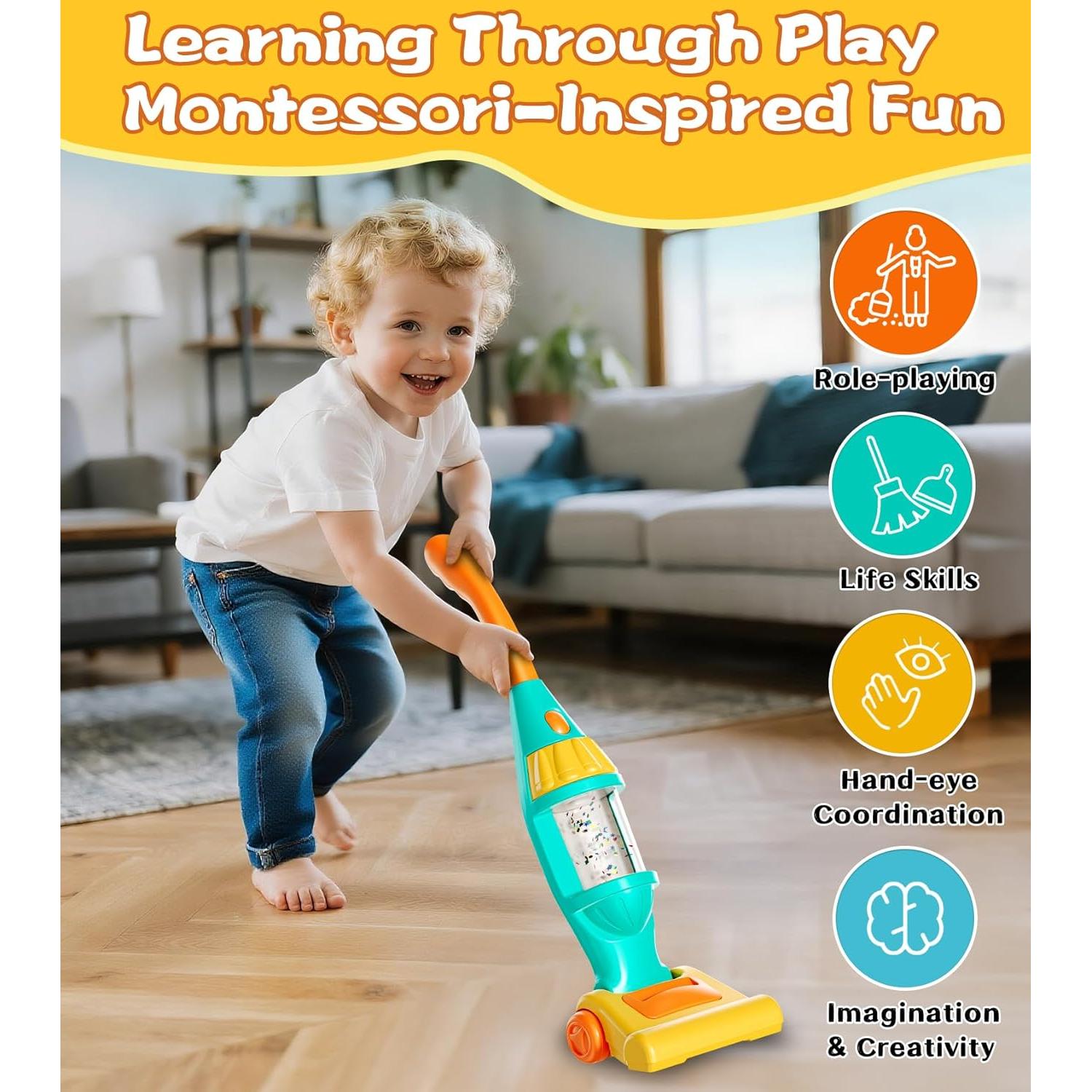 Aspiradora de Juguete BOIMOES con Sonidos y Luces - 3 a 6 Años