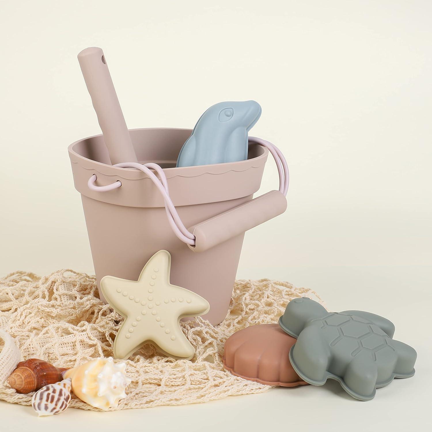 Set de Playa de Silicona Blue Ginkgo - 7 Piezas Rosa Pálido