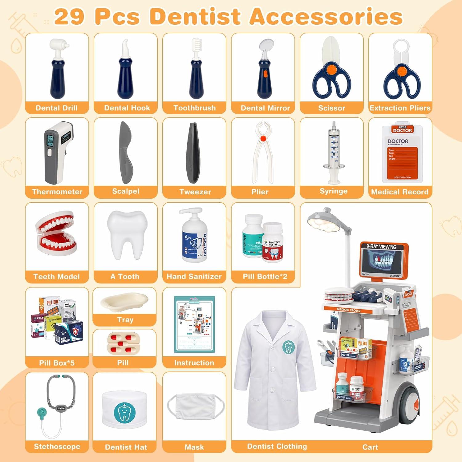 Kit de Juego de Dentista Dreamon - 29 Piezas para Niños 3+ Años