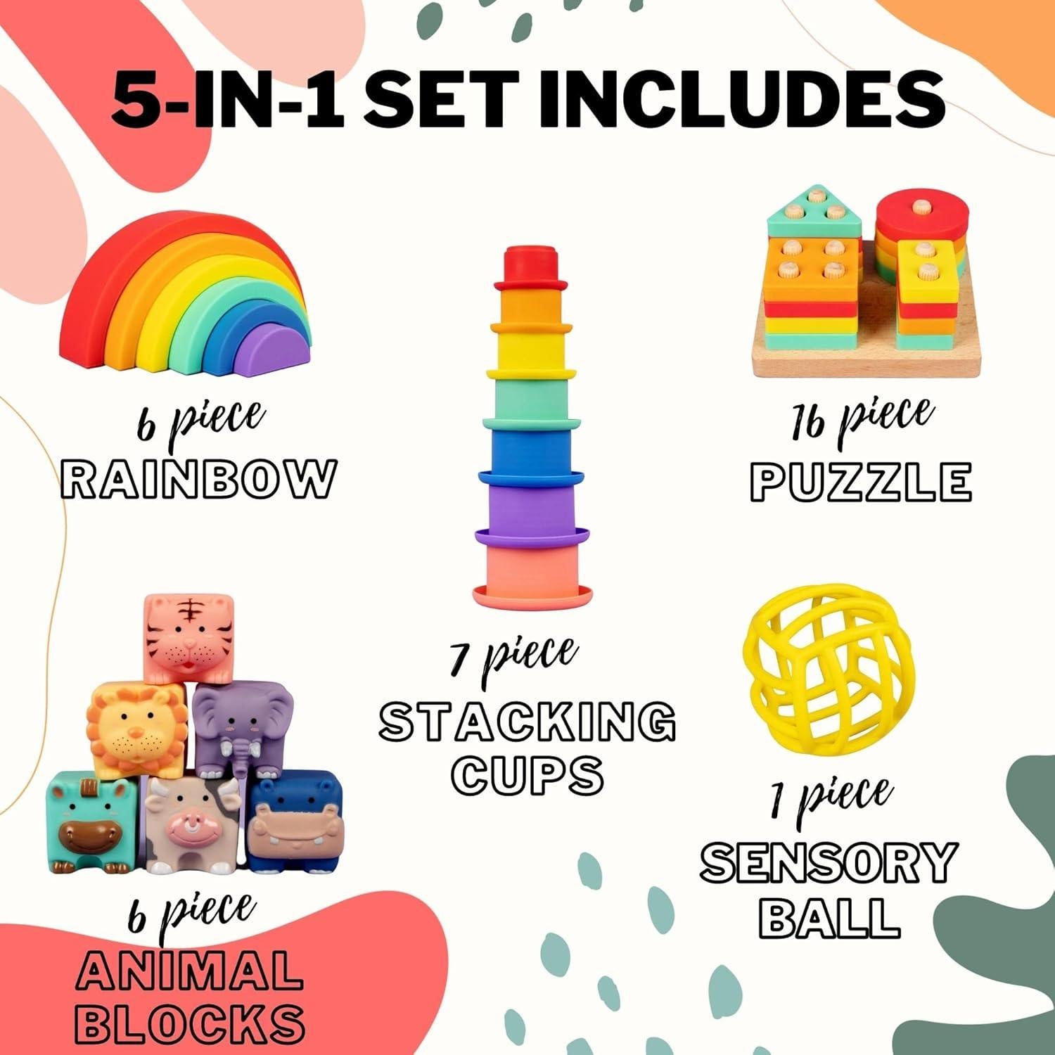 Set de Juguetes Montessori Mac y Amigos 5 en 1 para Bebés