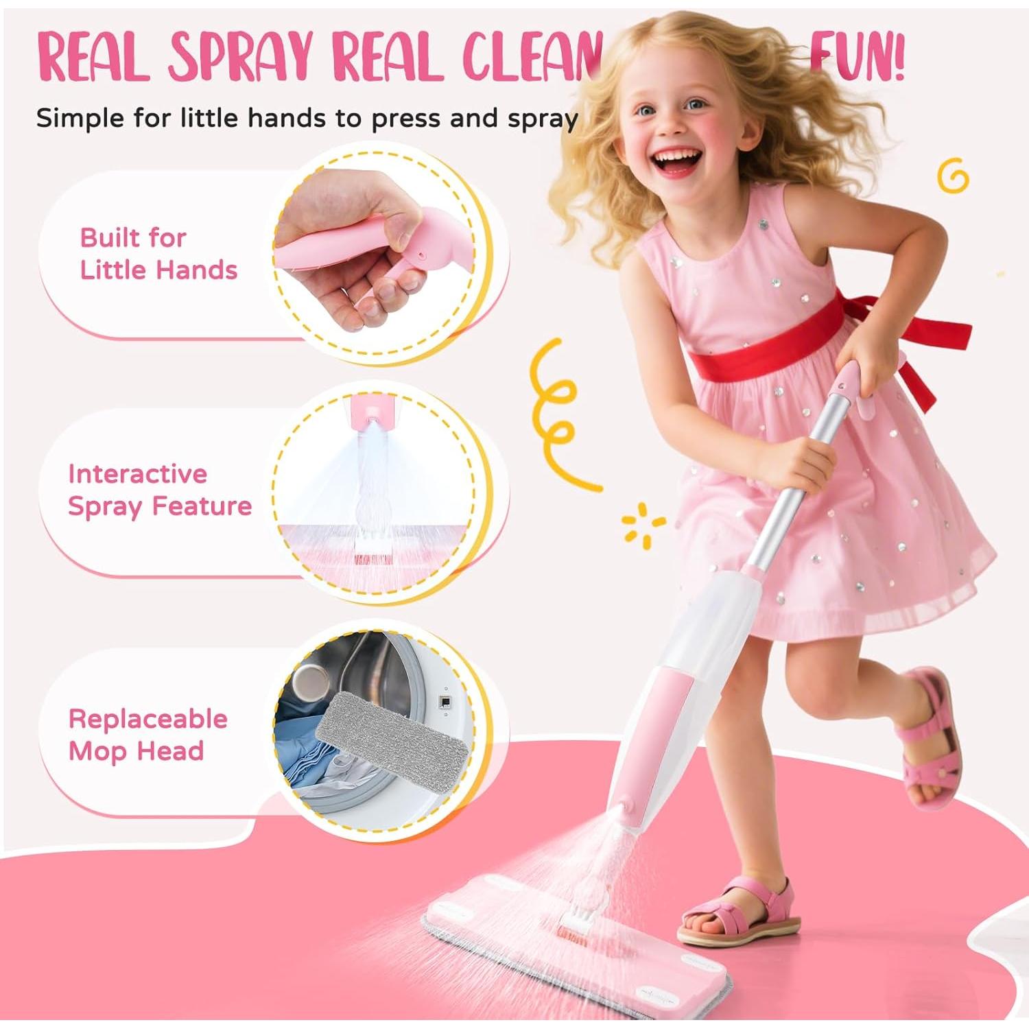 Juego de Limpieza para Niños Yeeammk Mopa Rosa 53 cm