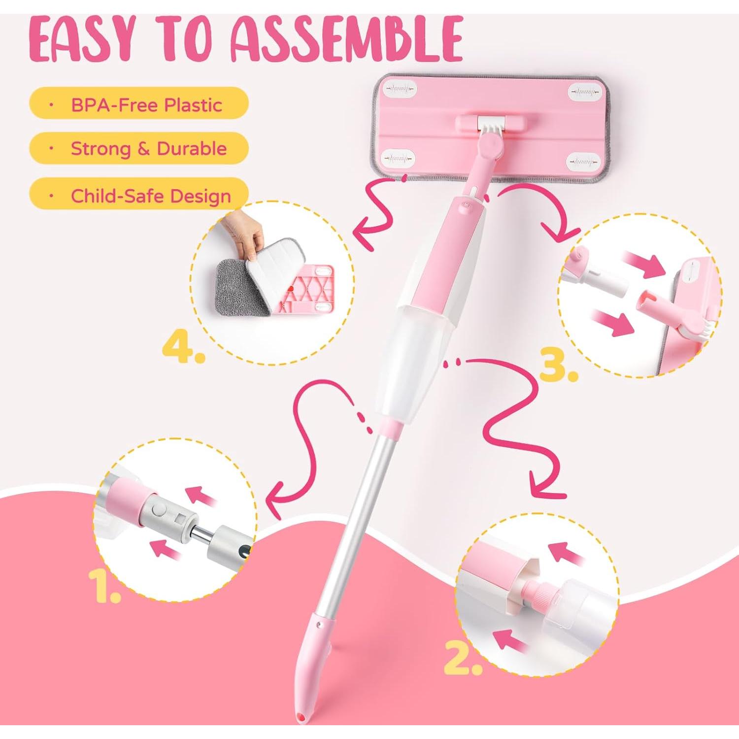 Juego de Limpieza para Niños Yeeammk Mopa Rosa 53 cm