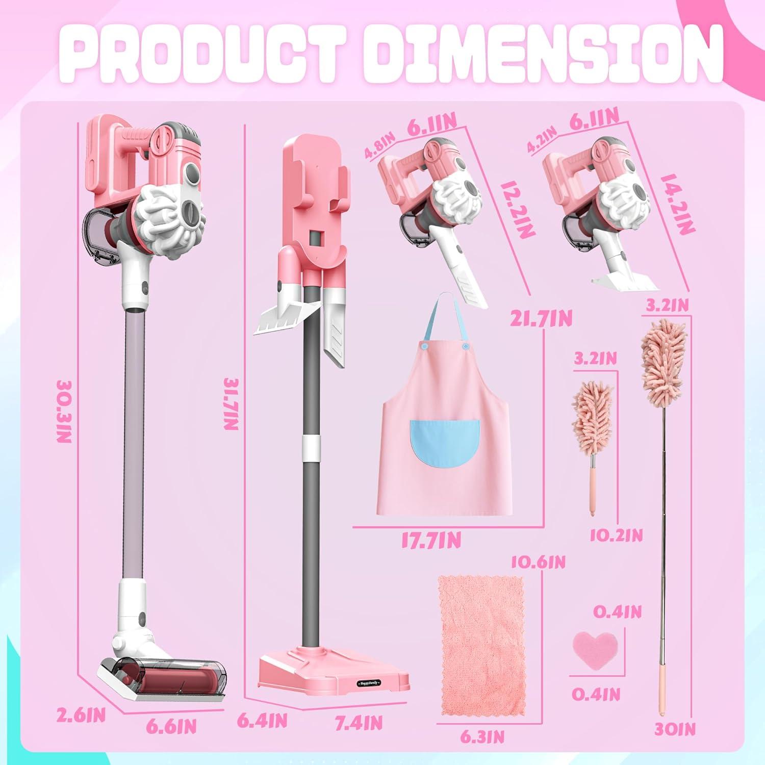 Aspiradora de Juguete SmilessKiddo 3 en 1 Rosa con Accesorios