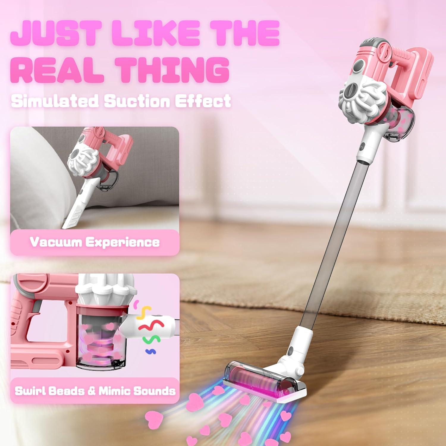 Aspiradora de Juguete SmilessKiddo 3 en 1 Rosa con Accesorios