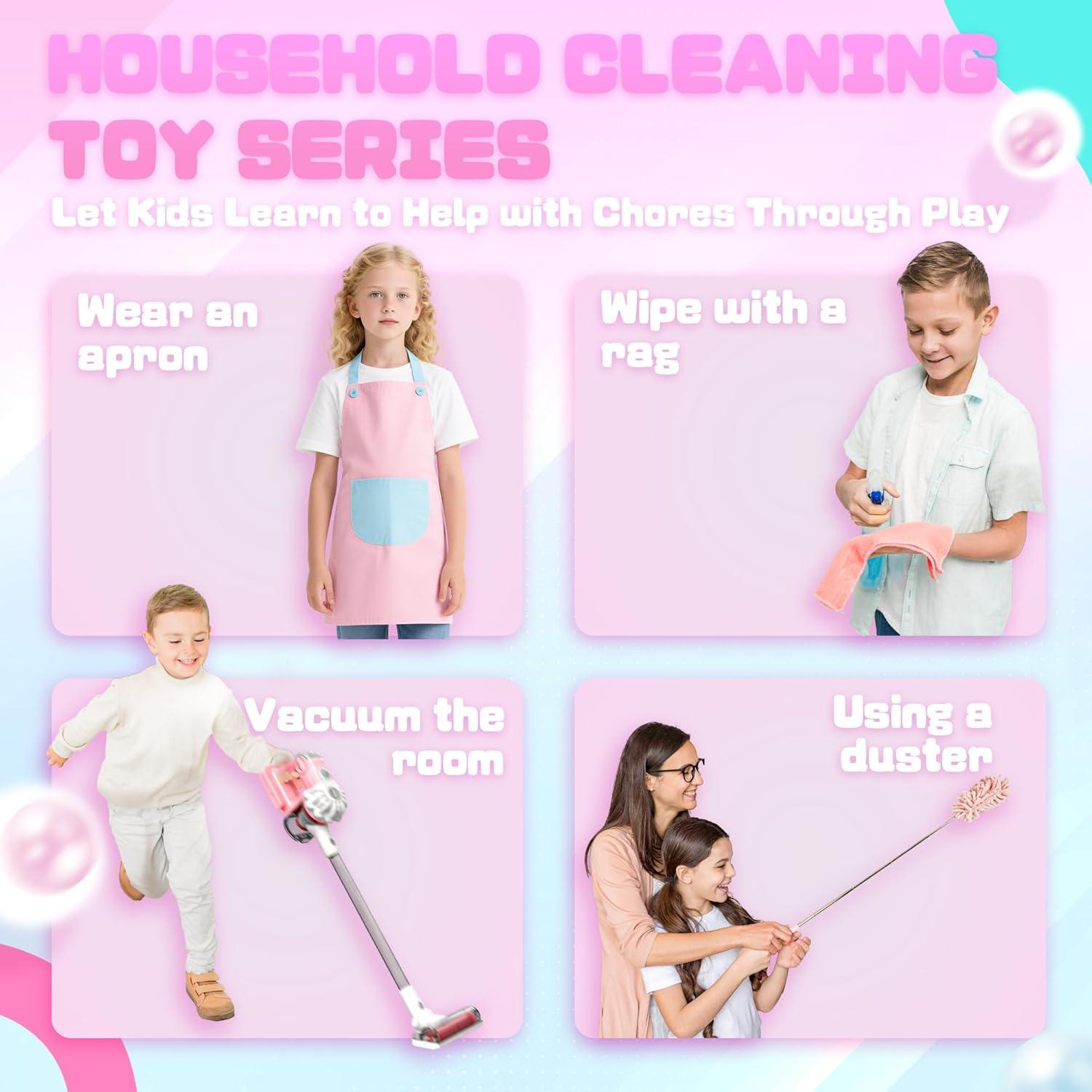 Aspiradora de Juguete SmilessKiddo 3 en 1 Rosa con Accesorios