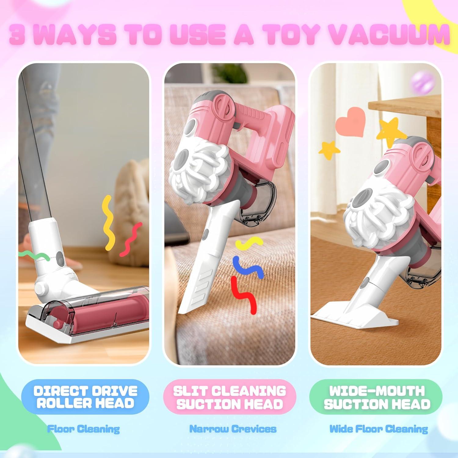 Aspiradora de Juguete SmilessKiddo 3 en 1 Rosa con Accesorios