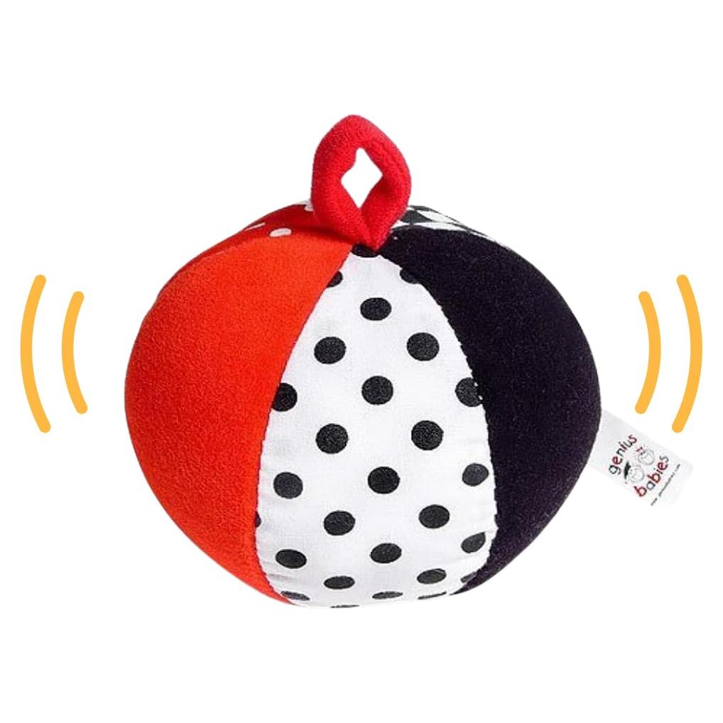 Pelota Suave de Peluche Genius Baby 10.16 cm Negro Blanco Rojo