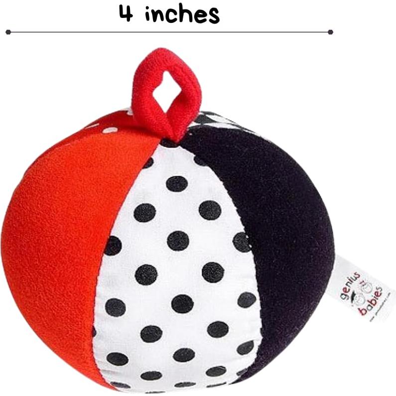 Pelota Suave de Peluche Genius Baby 10.16 cm Negro Blanco Rojo