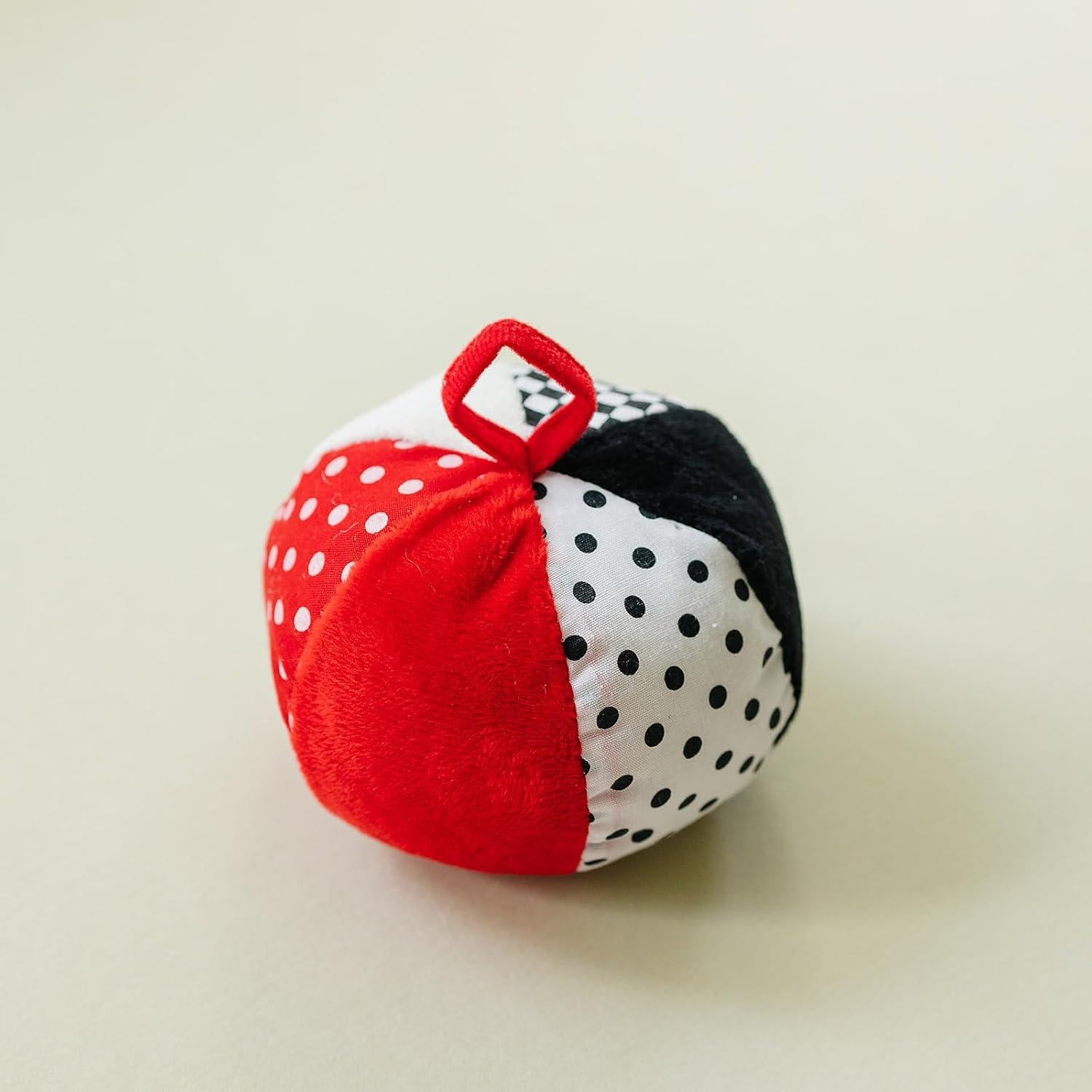 Pelota Suave de Peluche Genius Baby 10.16 cm Negro Blanco Rojo