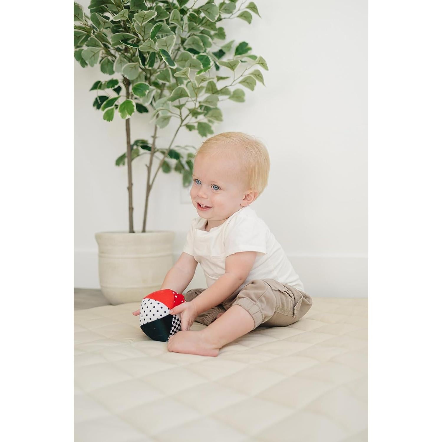 Pelota Suave de Peluche Genius Baby 10.16 cm Negro Blanco Rojo