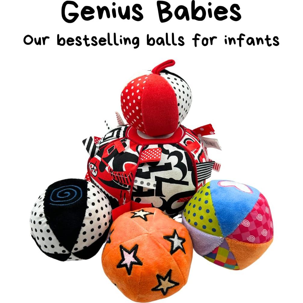 Pelota Suave de Peluche Genius Baby 10.16 cm Negro Blanco Rojo