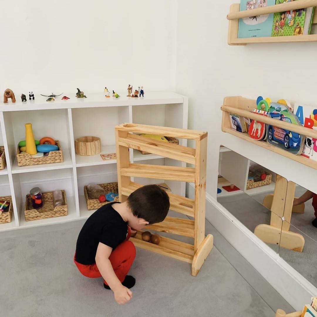 Juguete de Rampa de Bolas Montessori de Madera - Hecho a Mano