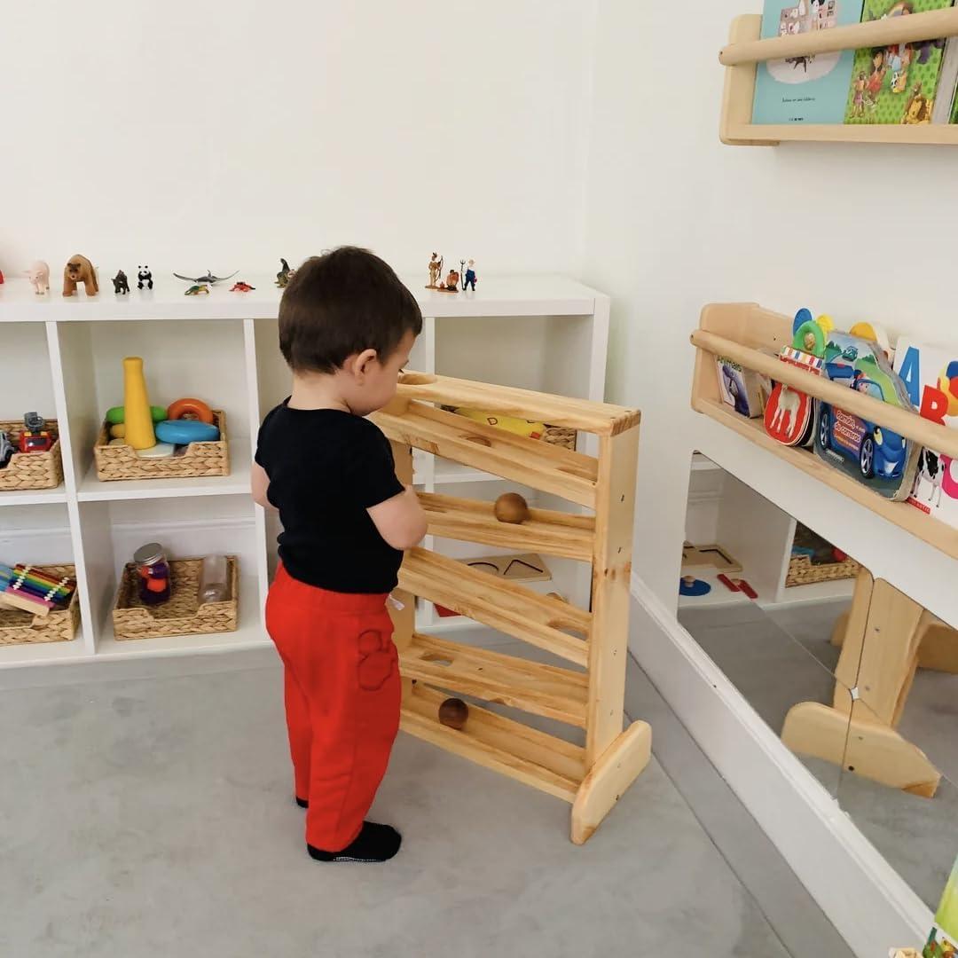 Juguete de Rampa de Bolas Montessori de Madera - Hecho a Mano