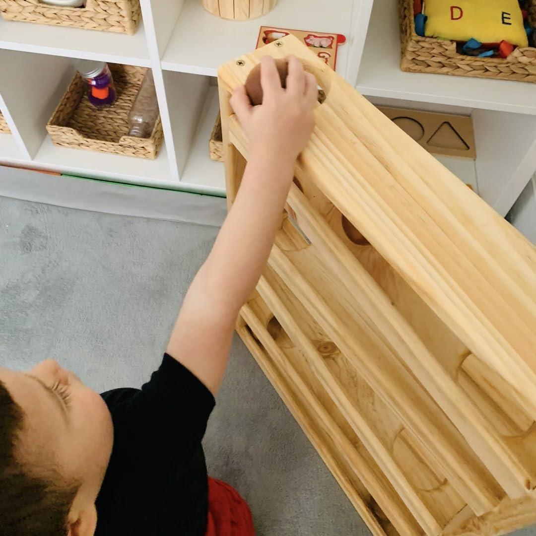 Juguete de Rampa de Bolas Montessori de Madera - Hecho a Mano