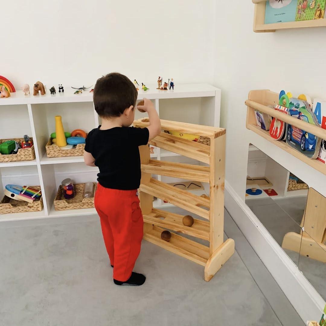 Juguete de Rampa de Bolas Montessori de Madera - Hecho a Mano