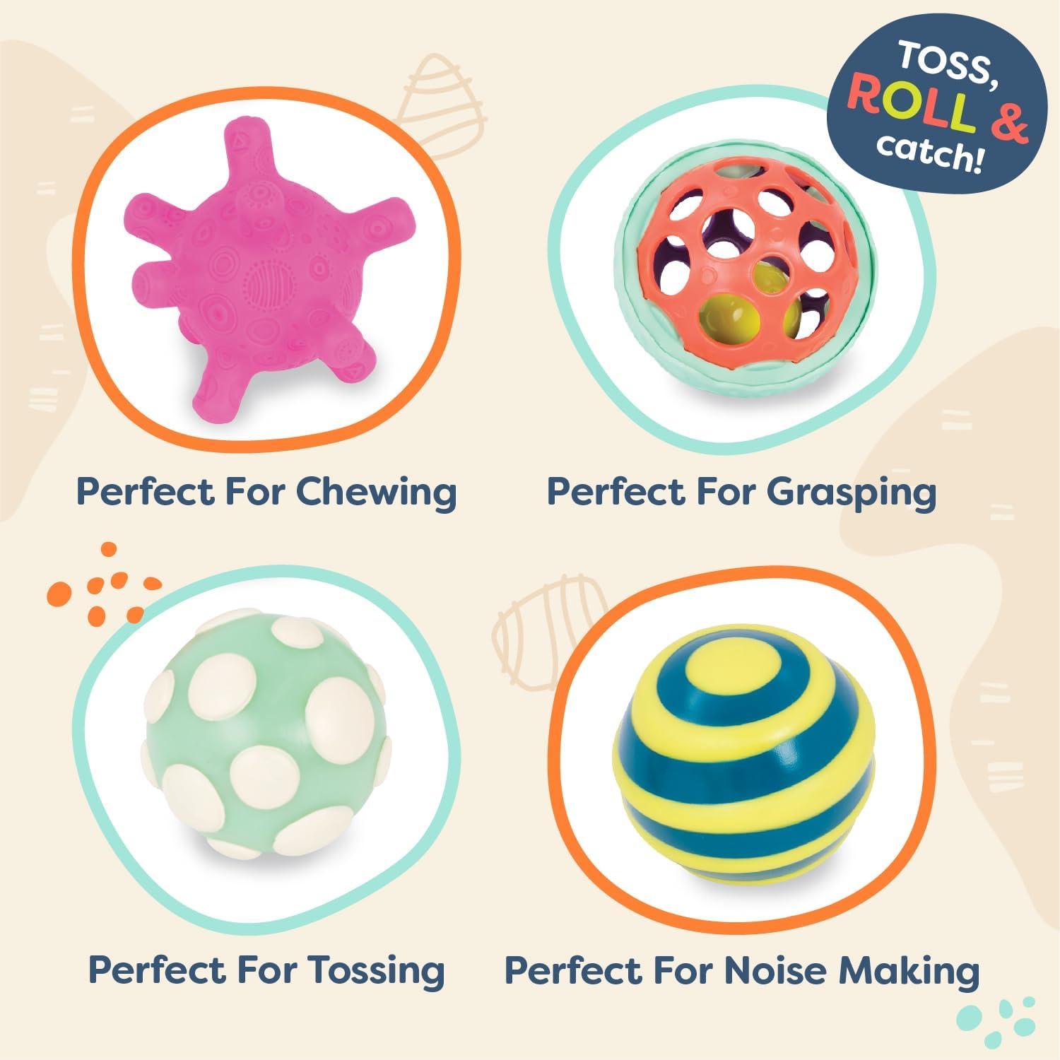 Juego de 4 Pelotas Sensoriales B. juguetes - Bebés 6+ Meses