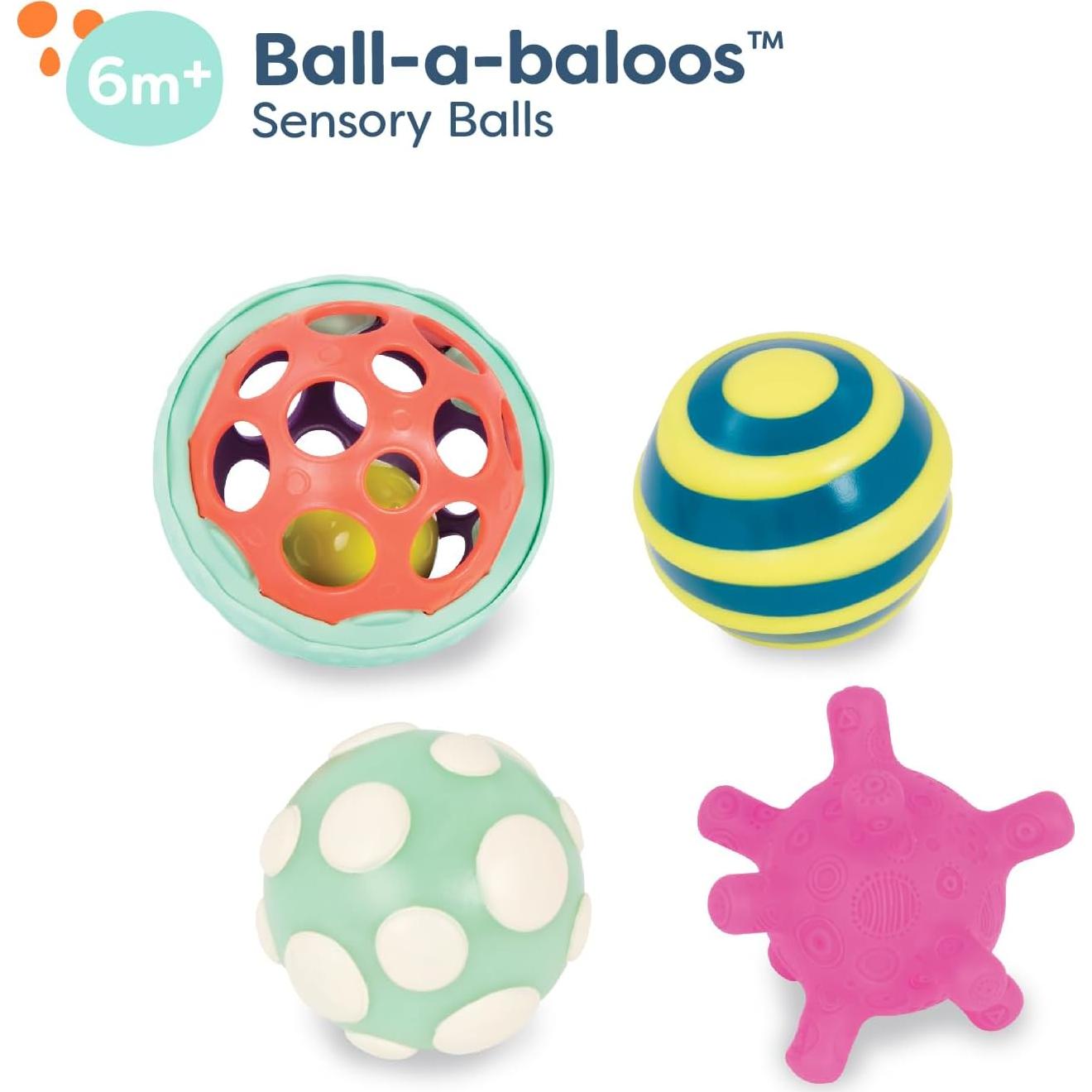 Juego de 4 Pelotas Sensoriales B. juguetes - Bebés 6+ Meses