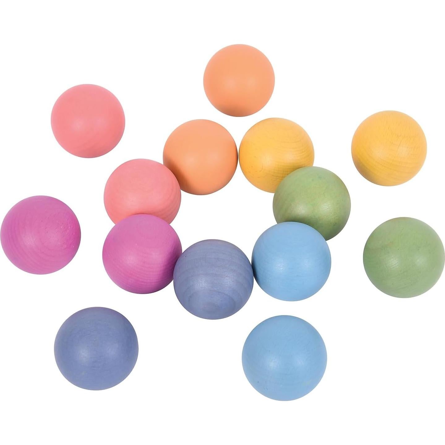 Set de 14 Pelotas de Madera Arcoíris TickiT - Juguete 10m+