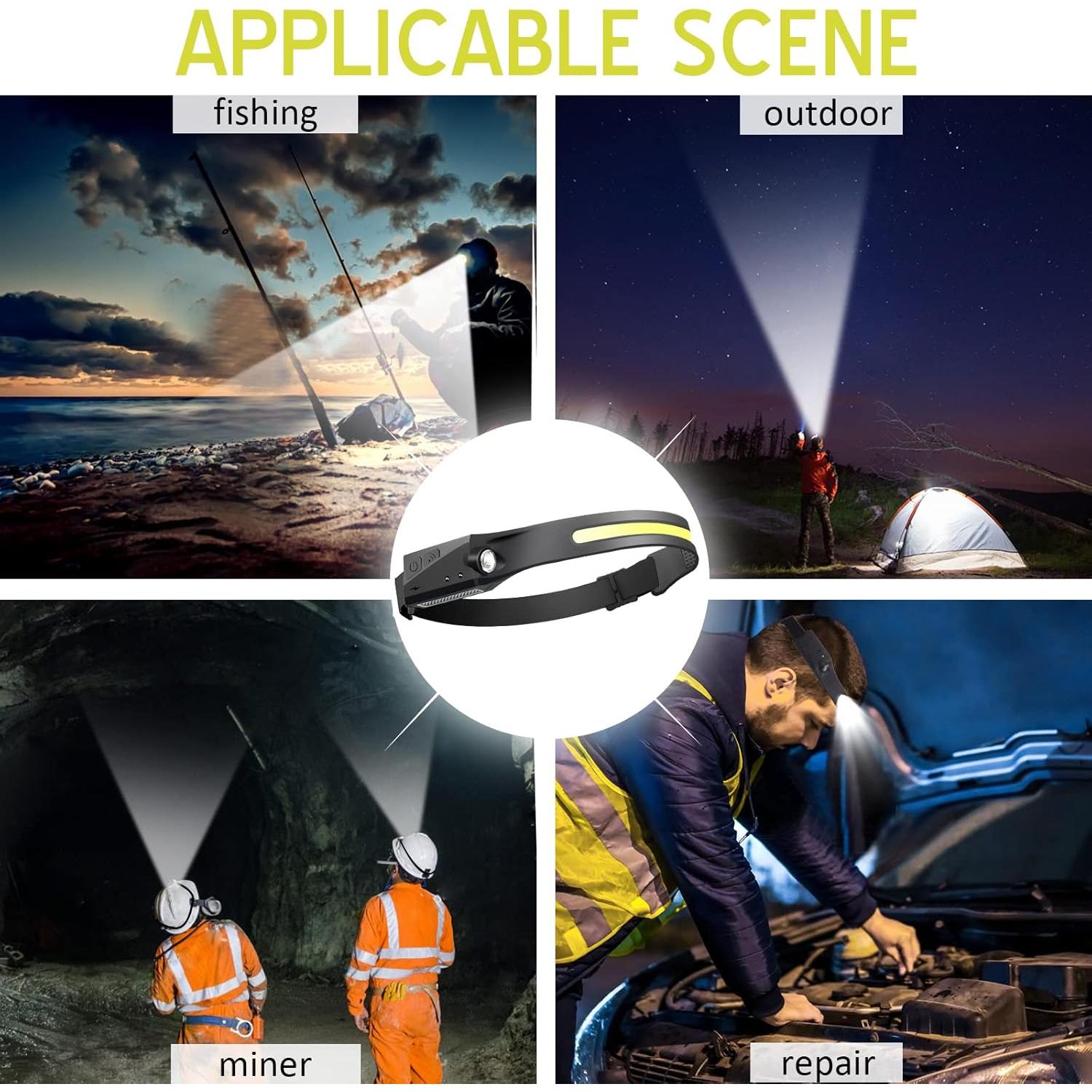 Linterna Frontal LED Recargable Ginlpd 2 Pack 1200 Lúmenes