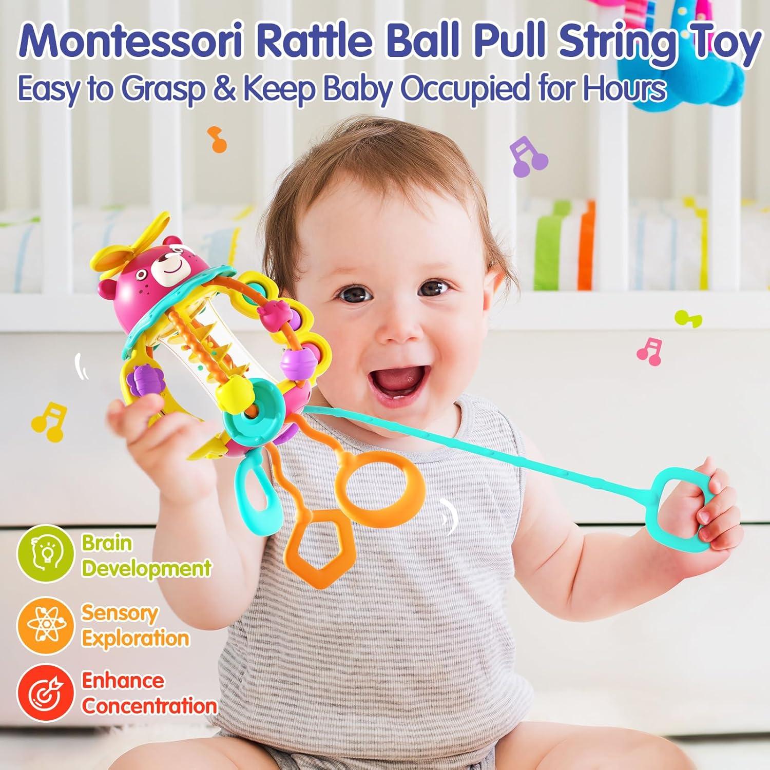 Juguetes Montessori HOLA Sonajero Rojo para Bebés 0-1 Año