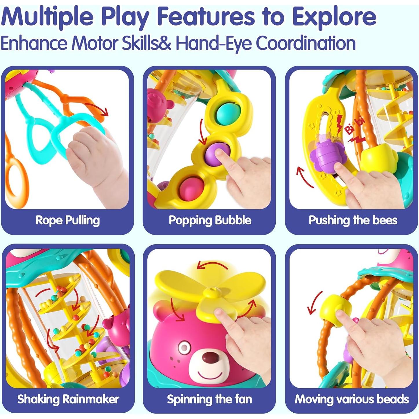 Juguetes Montessori HOLA Sonajero Rojo para Bebés 0-1 Año