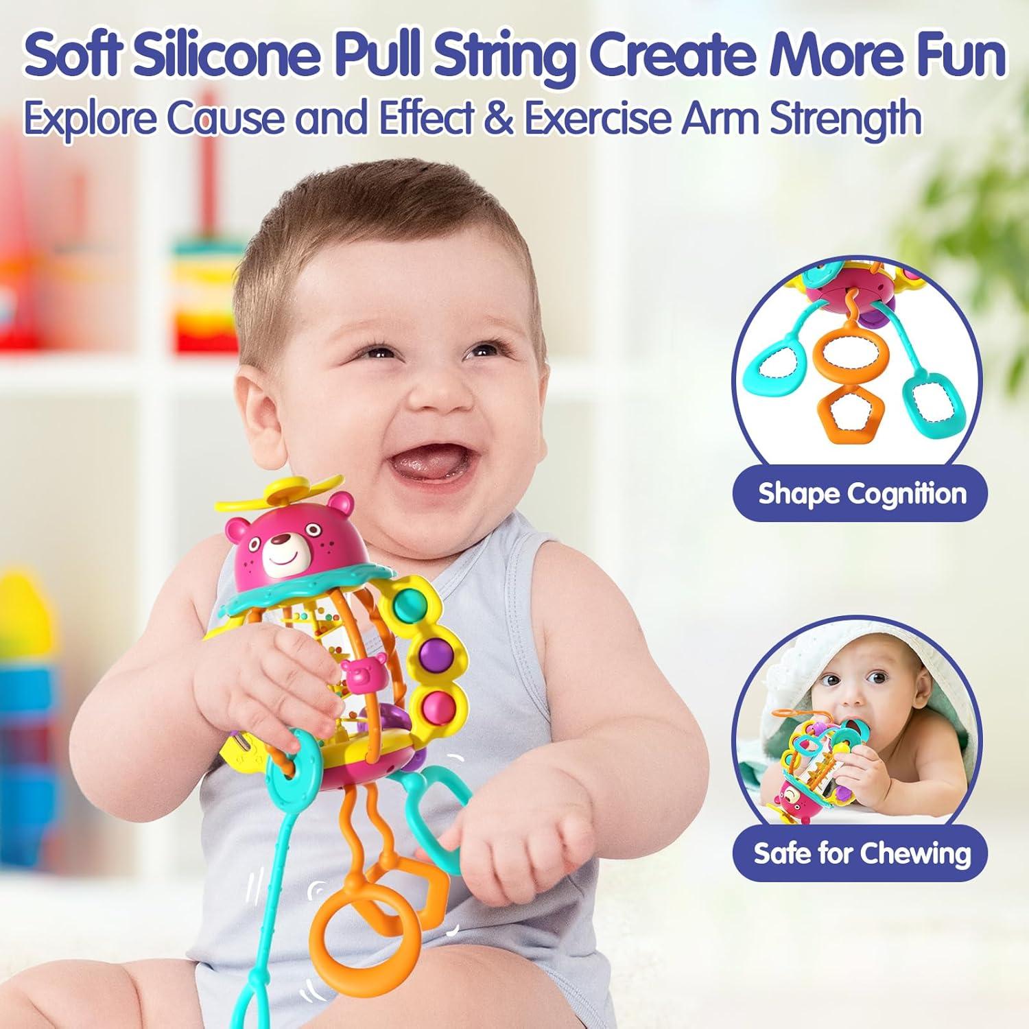 Juguetes Montessori HOLA Sonajero Rojo para Bebés 0-1 Año