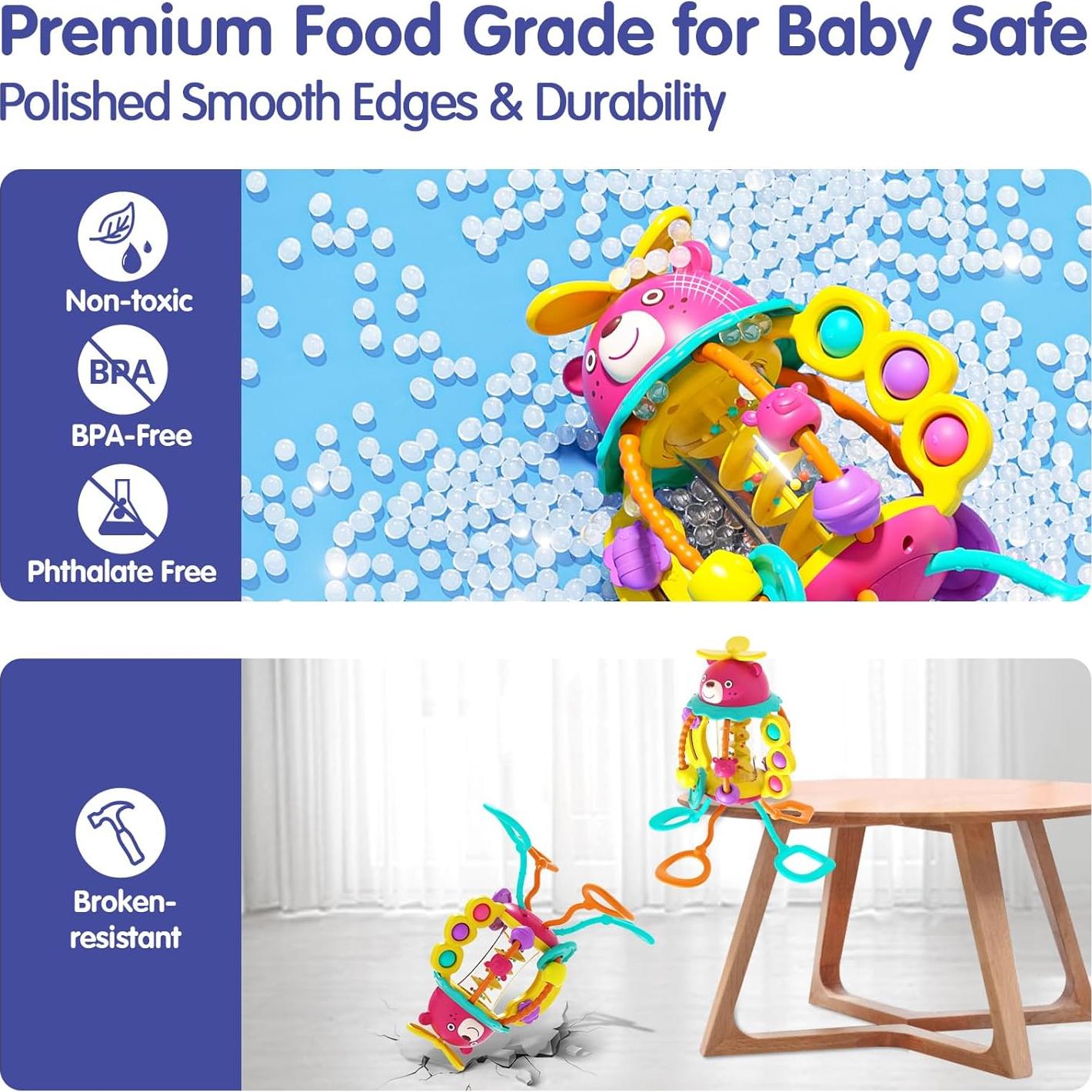 Juguetes Montessori HOLA Sonajero Rojo para Bebés 0-1 Año