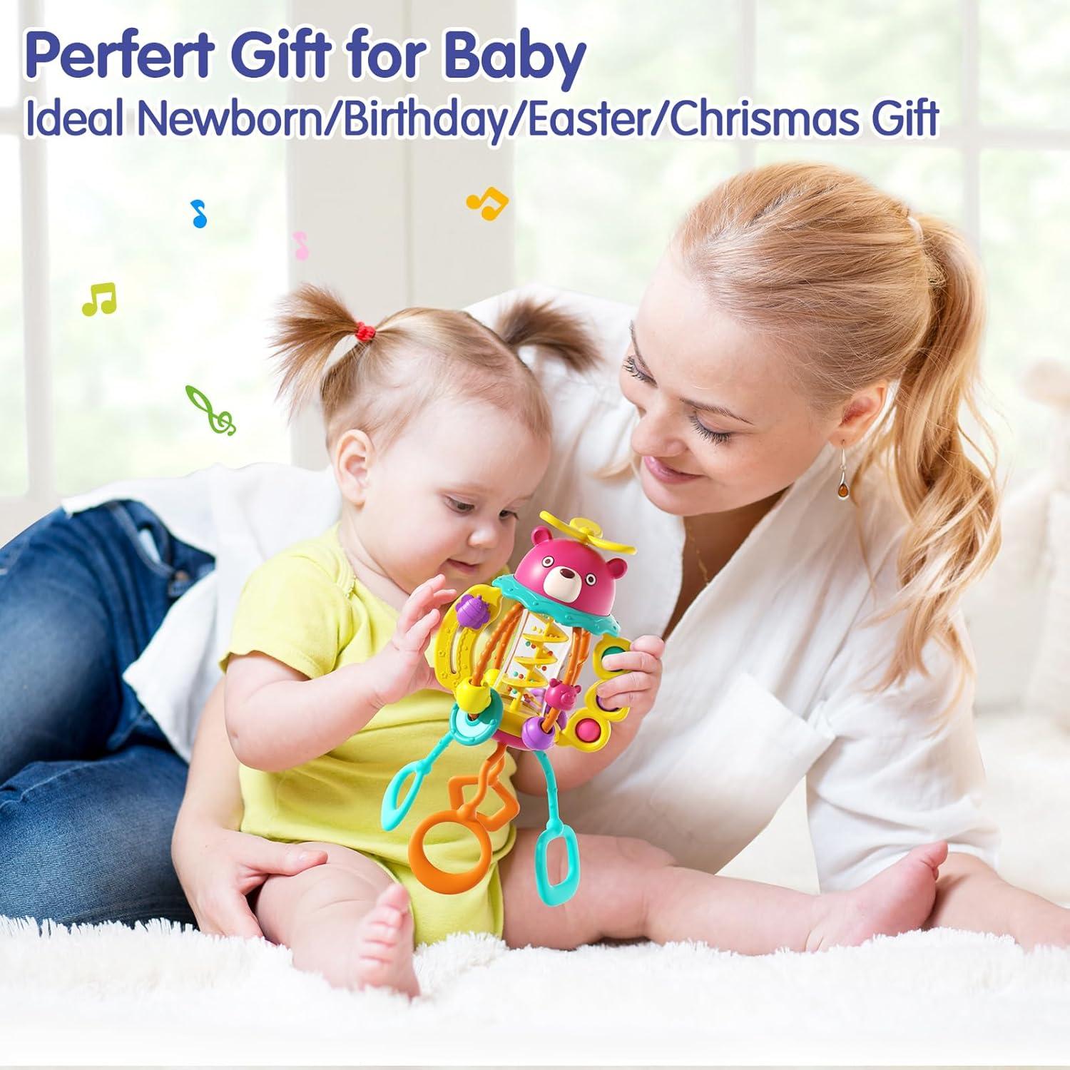 Juguetes Montessori HOLA Sonajero Rojo para Bebés 0-1 Año