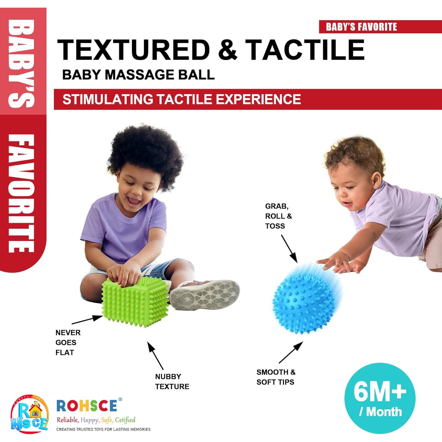 Bolas Sensoriales para Bebés ROHSCE - Juguetes Texturizados 6-12 Meses