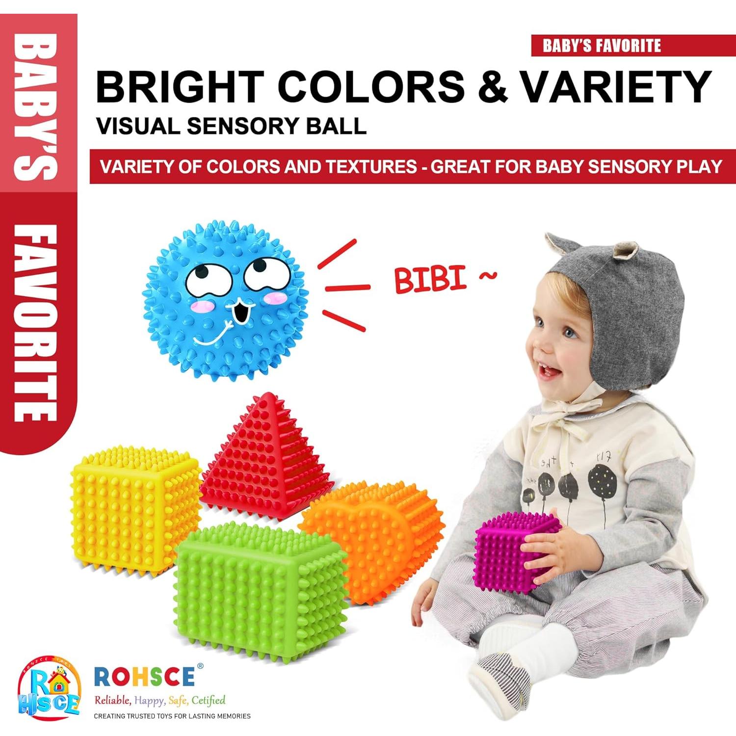Bolas Sensoriales para Bebés ROHSCE - Juguetes Texturizados 6-12 Meses