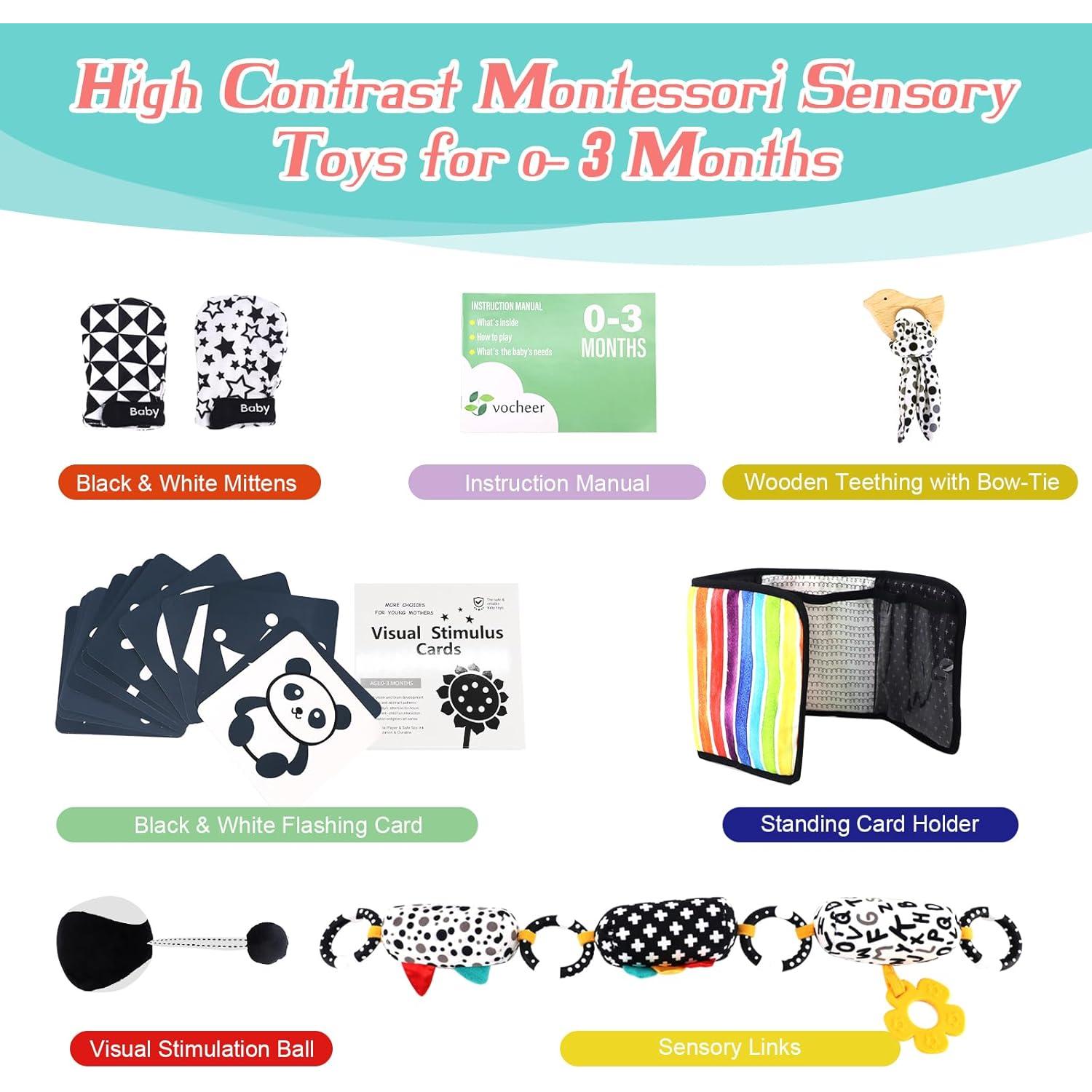 Set de Juguetes Sensoriales Vocheer 21 Piezas para Bebés 0-3 Meses