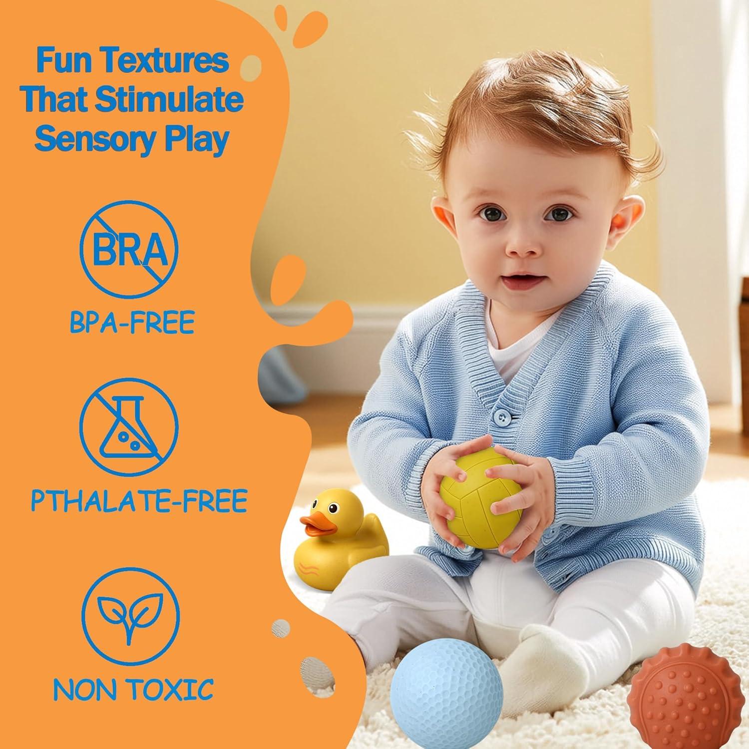 Juguetes de Baño para Bebés ROHSCE - Patitos y Bolas Sensoriales