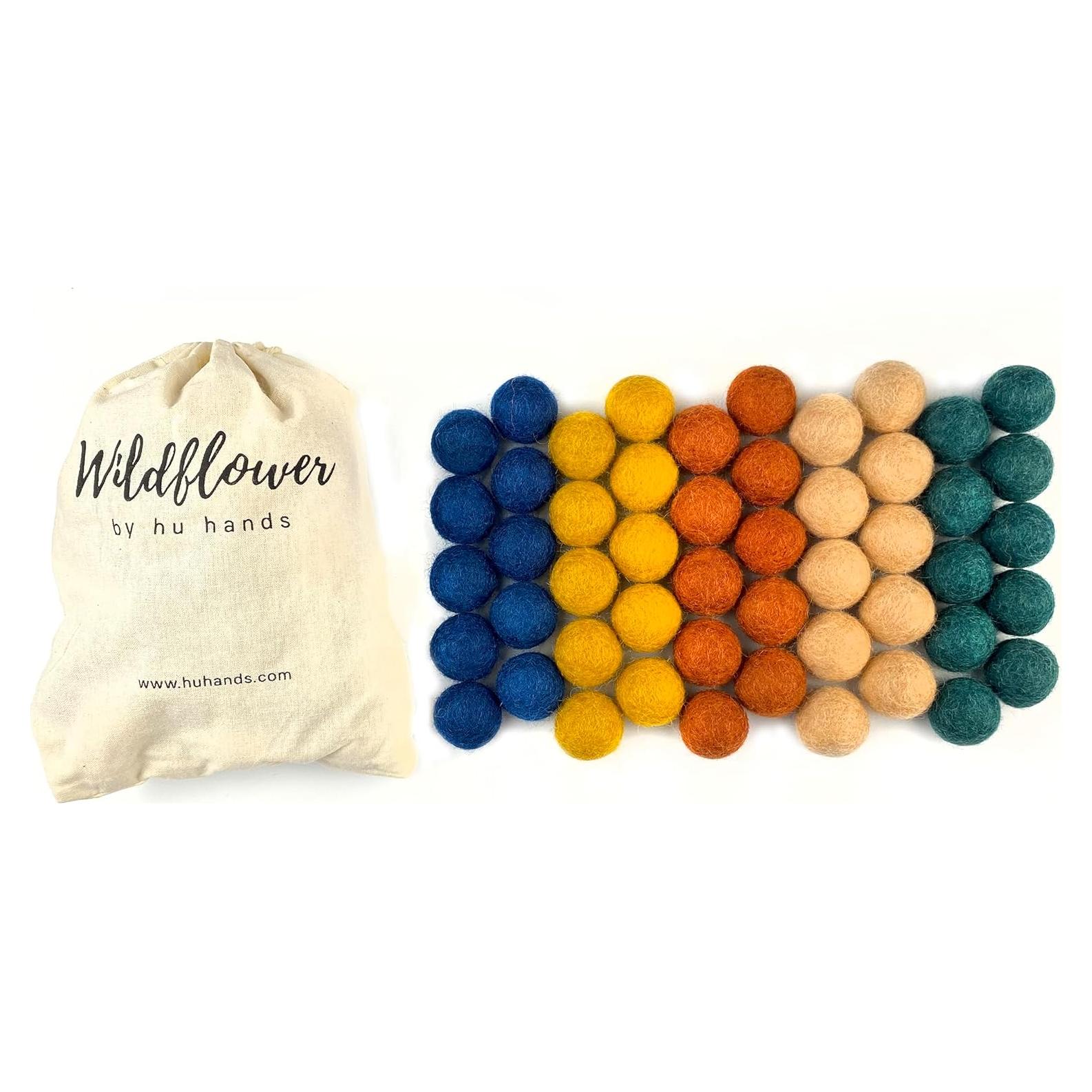 Pompones de Lana de Fieltro 50 Piezas Flor Silvestre Bosque