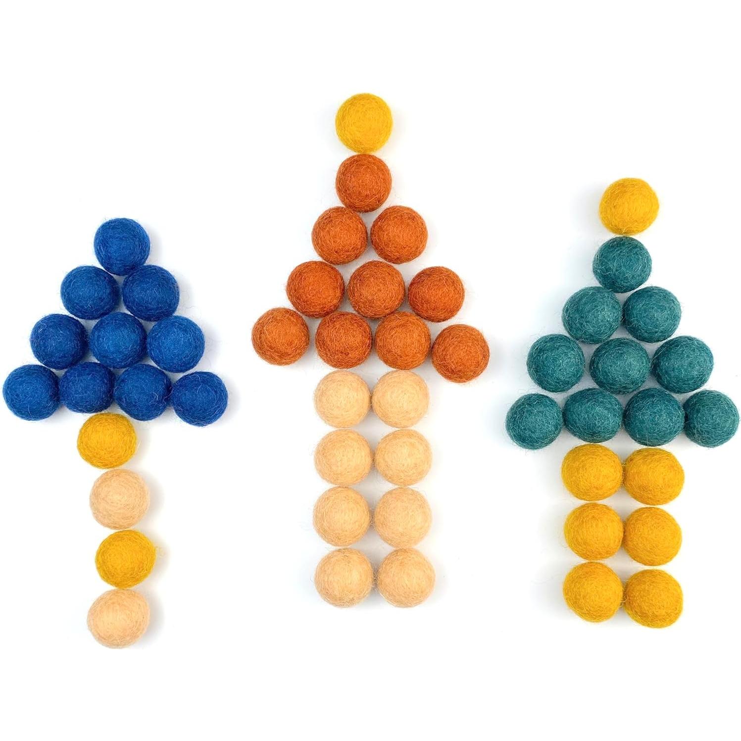 Pompones de Lana de Fieltro 50 Piezas Flor Silvestre Bosque