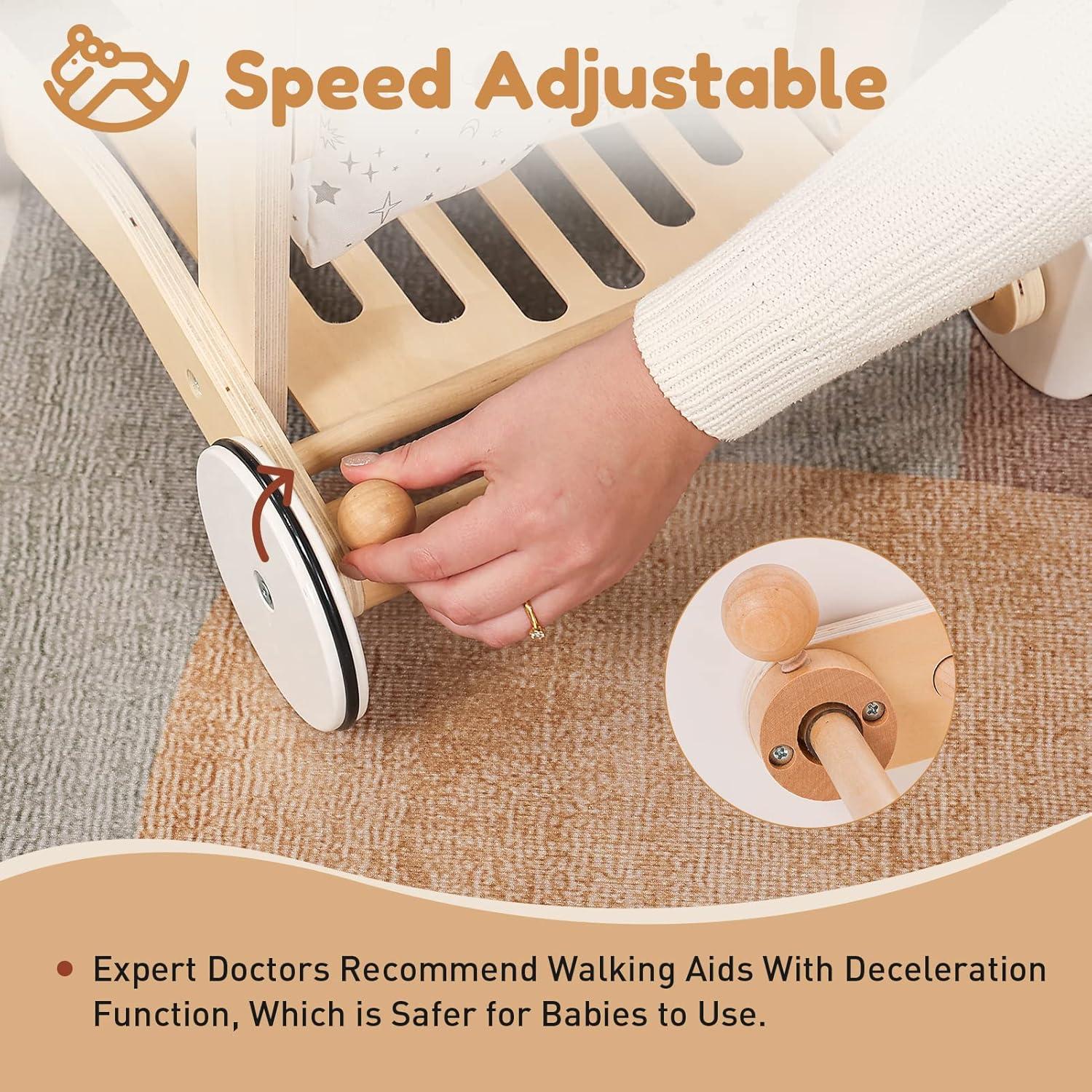 Caminador de Bebé 2-en-1 Woodtoe Carrito de Compras Ajustable